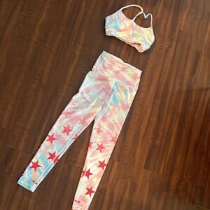 Chrldr Workout Set - Tye Dye Star Leggings and Workout Set - Racerback Top